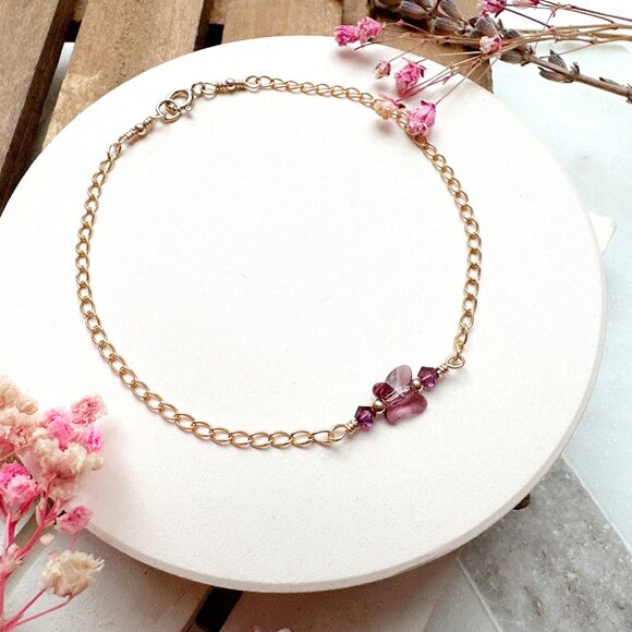 New Crystal Butterfly Gold Chain Bracelet | Handmade in British Columbia - Picture 4 of 5